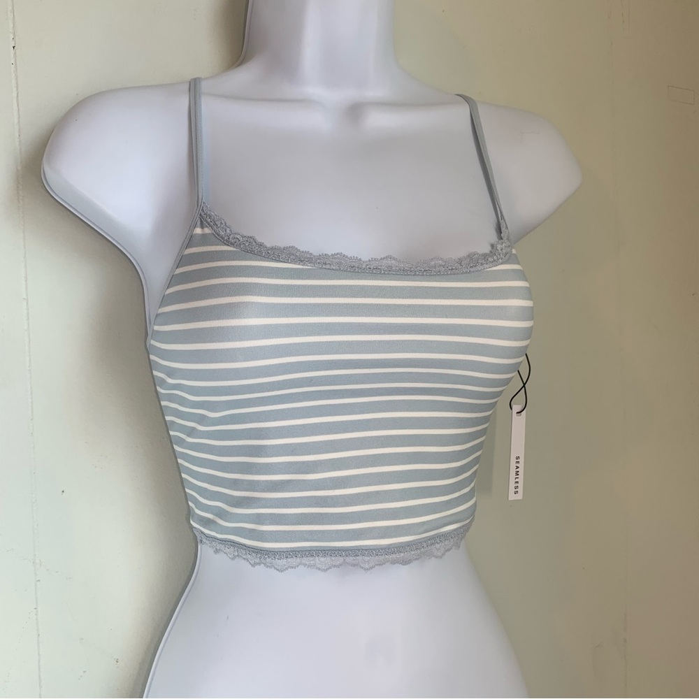 Forever 21 Striped Lace Trim Camisole